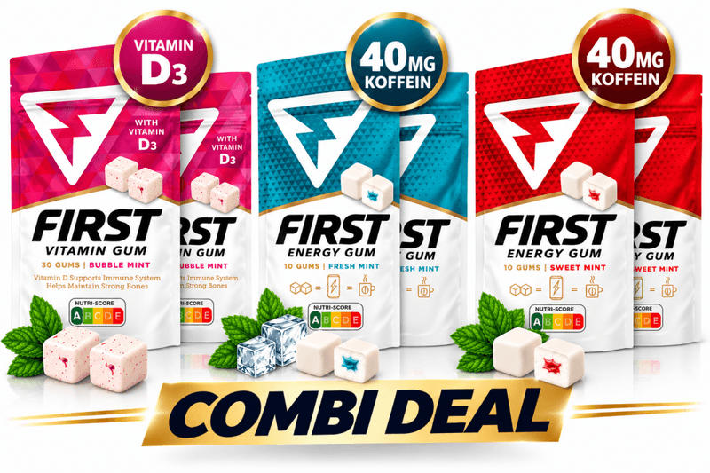 FIRST Energy og Vitamin Gum - Combi Deal - VITAMIN D3 + FRESH MINT + SWEET MINT 